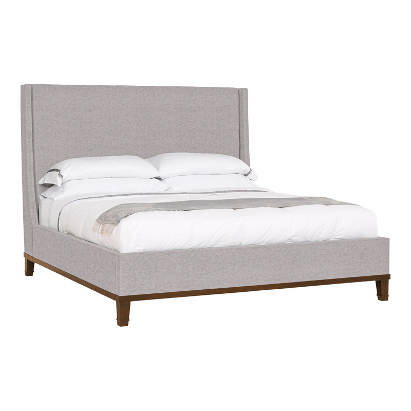 Michael Weiss Solid Wood Wingback Bed, Nadia Linen, Casa Blanca