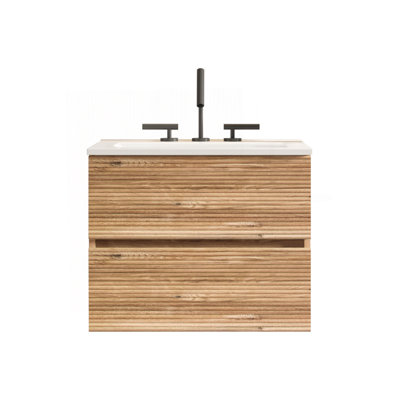 Ensemble de meuble-lavabo mural en chêne brut et chêne brut Gloria