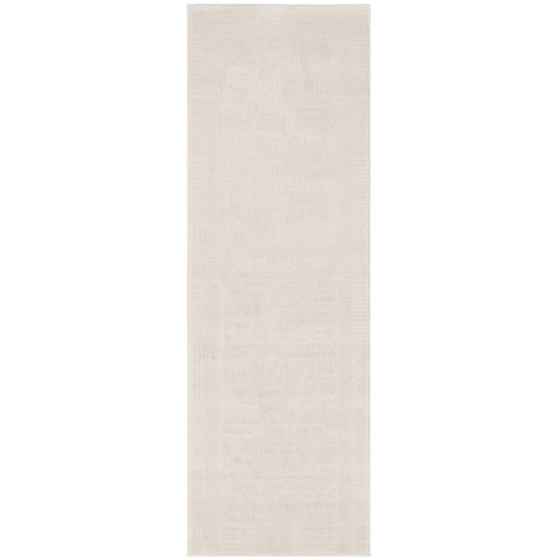 Tapis d'intérieur moderne ivoire Ebern Designs Reimann, Tapis de couloir 2 pi x 6 pi