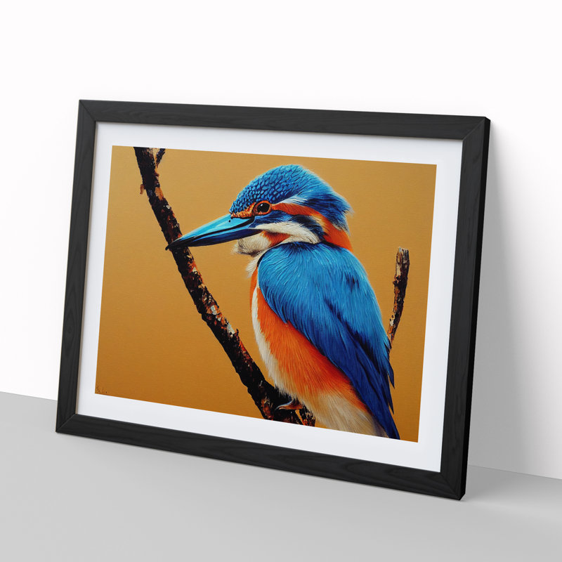 Blessed Kingfisher Bird - Framed Print, Black, 25cm H x 34cm W x 2cm D