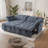 90"Wide 3 in 1 Sofa Bed with Adjustable Backrest, 3 Seater Recliner and USB Charging for Living Room,Blue-120843441