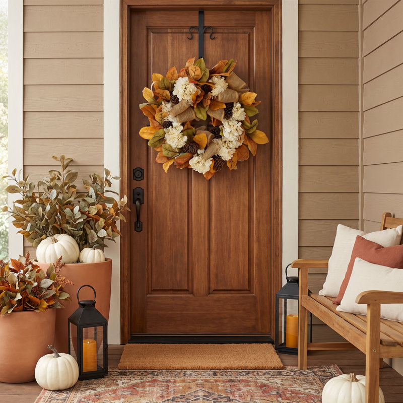 27" Fall Wreath with Hydrangeas and Pinecones