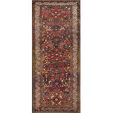 Long and Narrow Antique Tribal Colorful Jewel Tone Caucasian Seychour Rug