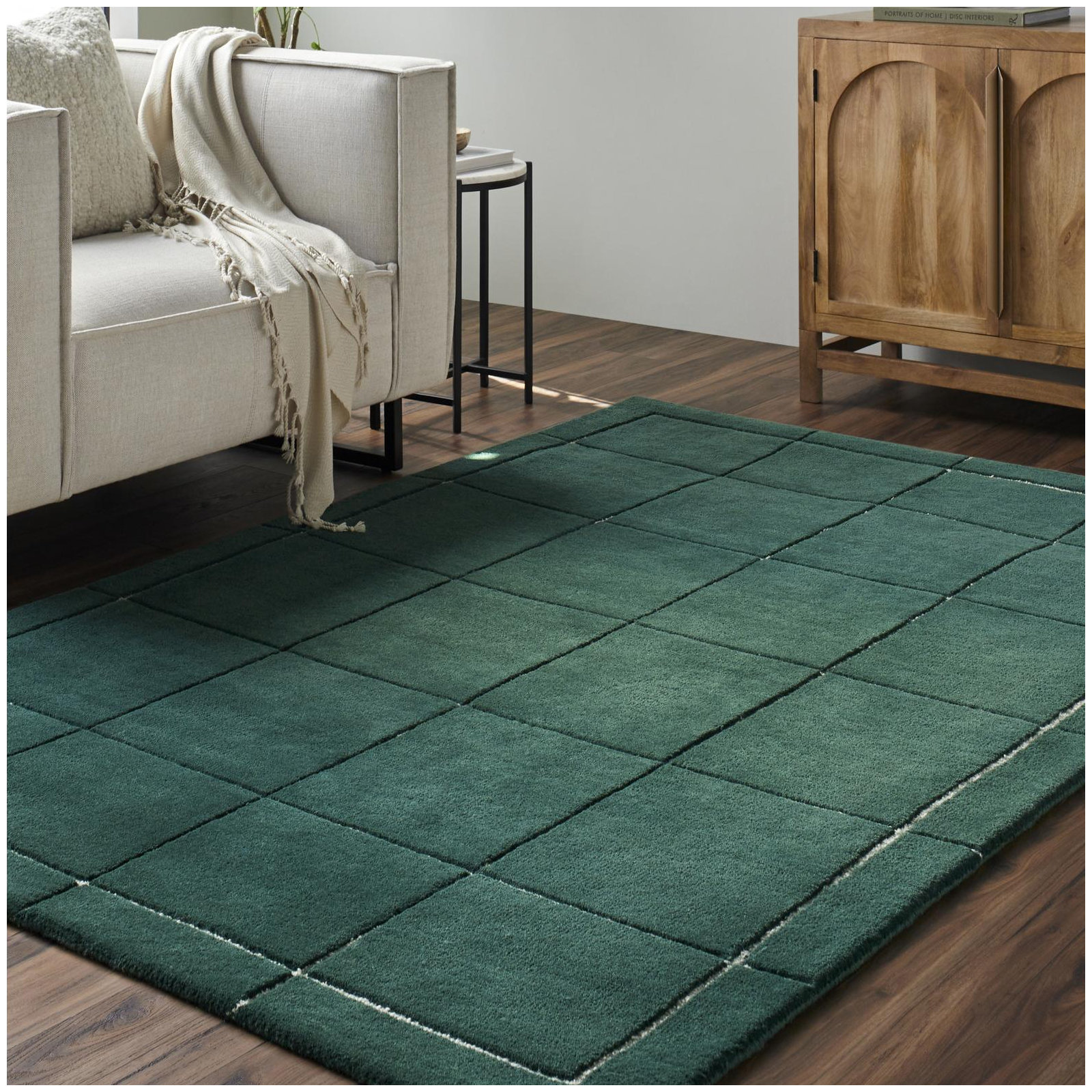 Mallory Green Hand Tufted Area Rug, Rectangle 8' x 10'