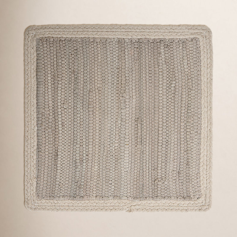 Kaide Cotton Geometric Square Placemat, Light Gray