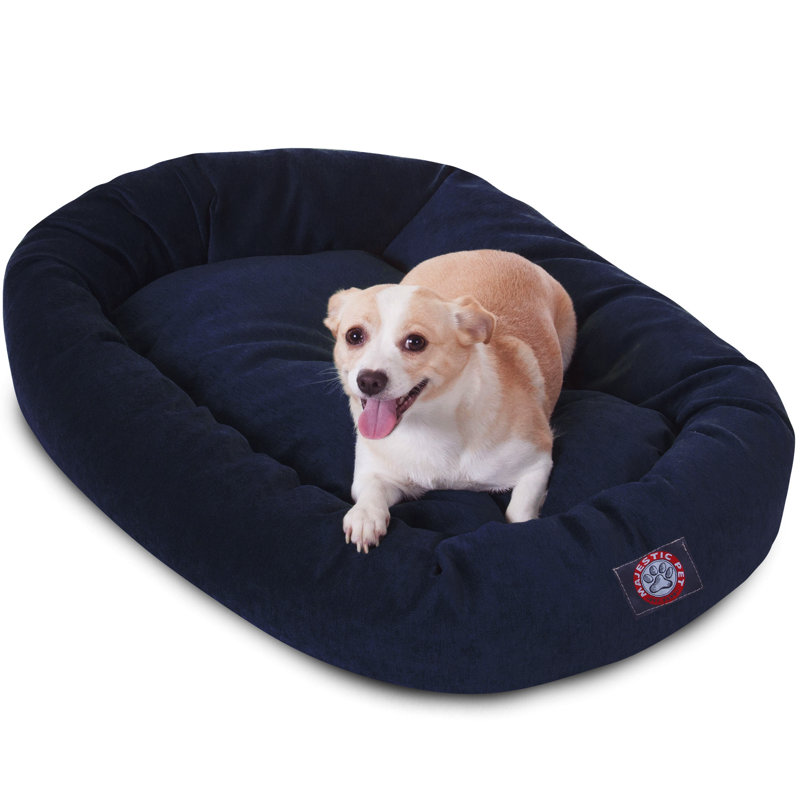 Lit ovale pour animal de compagnie, Moyen (l 18 po x P 32 po x H 7 po), Bleu marine