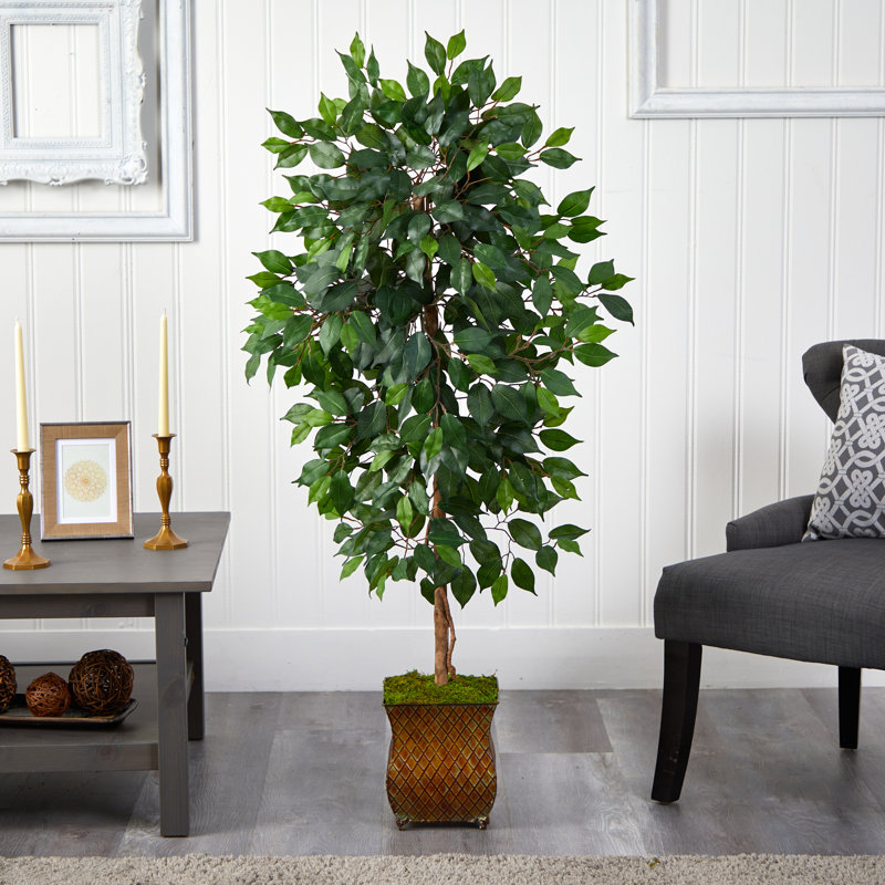 51'' Faux Ficus Tree in Metal Planter
