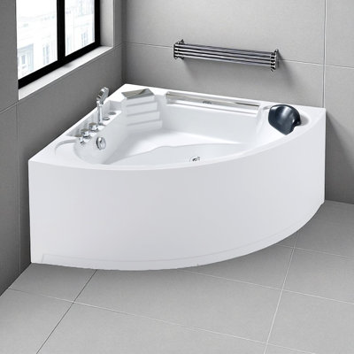 DAISY 53" x 53" White Corner Whirlpool Bathtub with 6 Jets