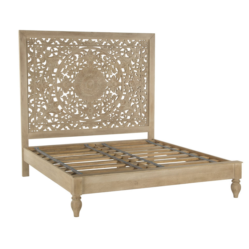 Taj Solid Wood Bed, Light Brown, King