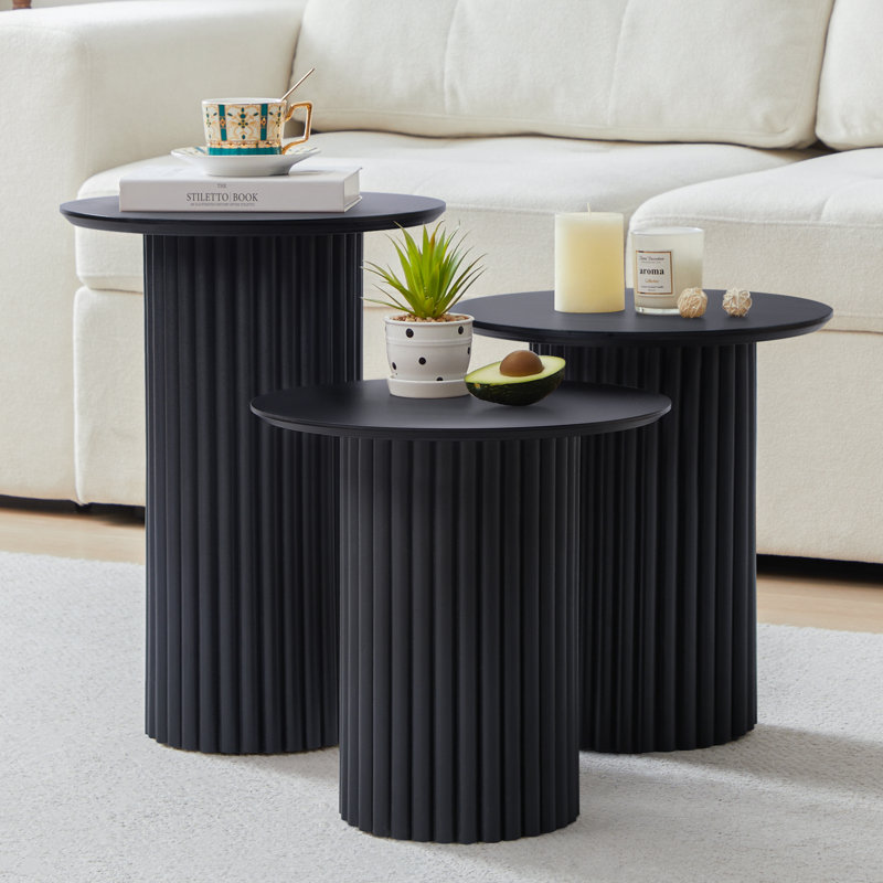 Ensemble de tables basses 3 pièces Azueta, Noir, noir, noir, noir