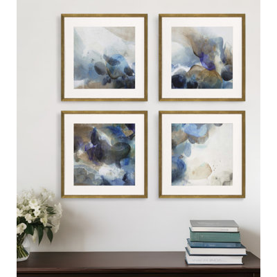HomeRoots (Lot of Four) Pebbles, impression murale encadrée dorée