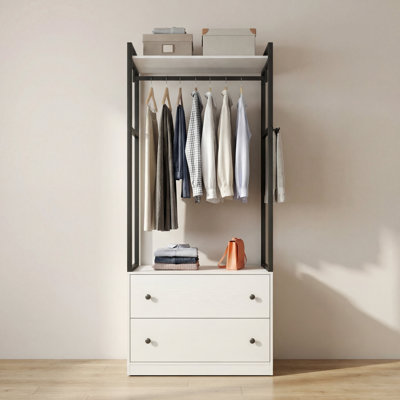 Armoire-penderie sur pied 81,9 "avec tiroirs de rangement et tringle