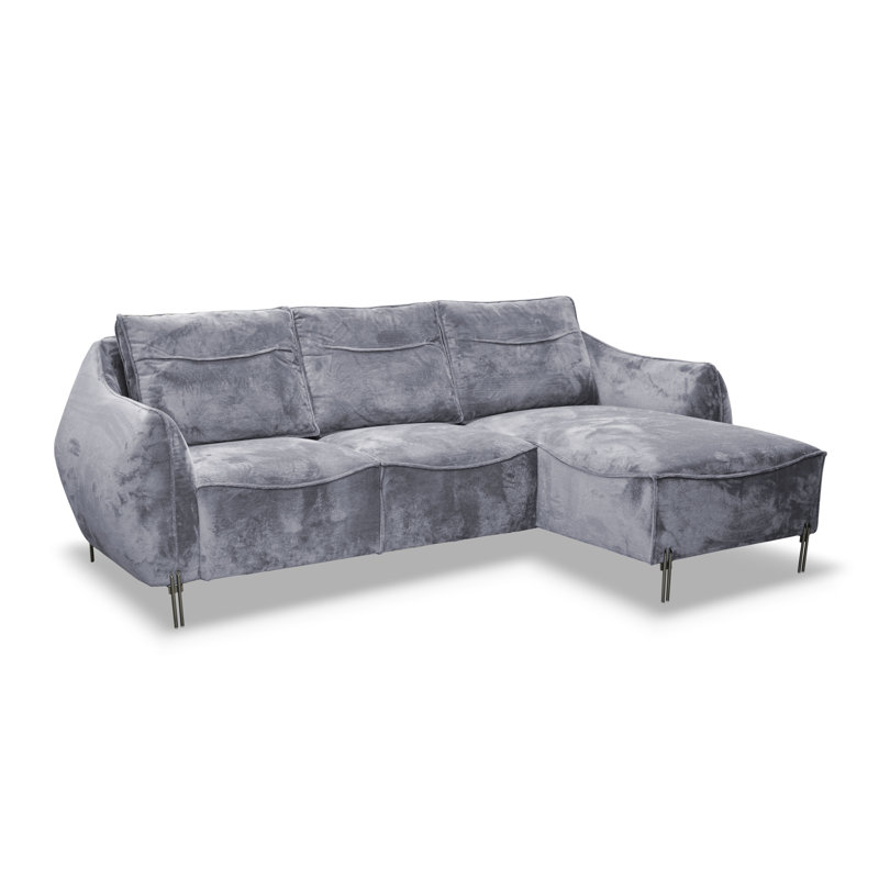 Adly 3 Seater Fabric Sofa & Chaise, Left Hand Facing, Grey