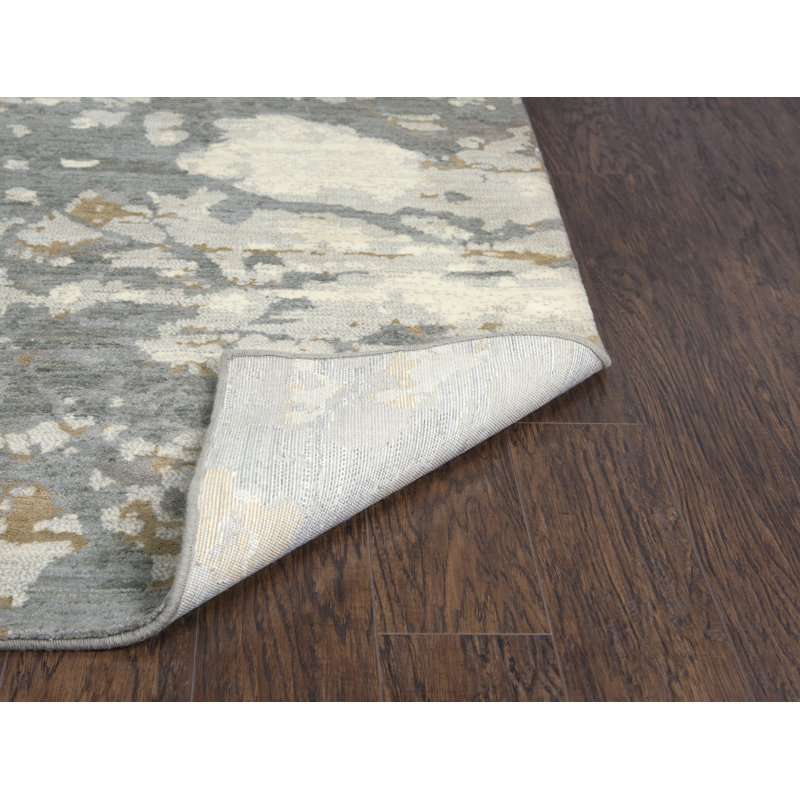 Tapis en laine gris / blanc, Tapis de couloir 2 pi 6 po x 8 pi