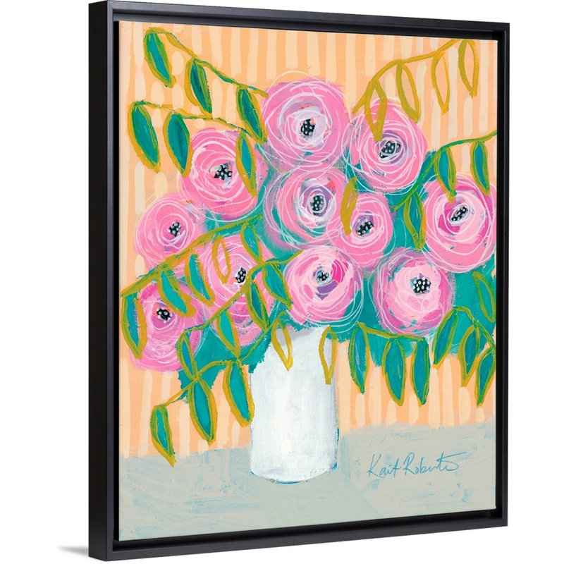 Reproduction d’art sur toile, « Maxine Best Blooms » par Kait Roberts, H 16 po x l 13 po x P 1,75 po, Cadre noir