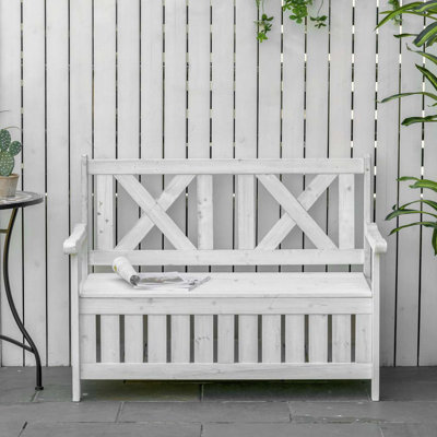 Banc d'extérieur en bois avec boîte de rangement