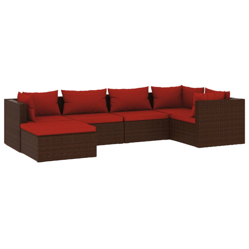27.6" Wide Square Patio Sectional Set with Cushions, Cinnamon red, Brown