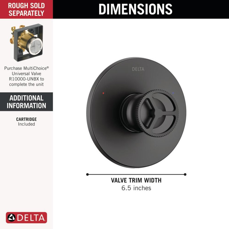 Trinsic Single-Function Valve Trim Kit, Shower Handle Trim kit, Matte Black