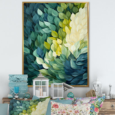 Leaves Green River Collage On Canvas Print