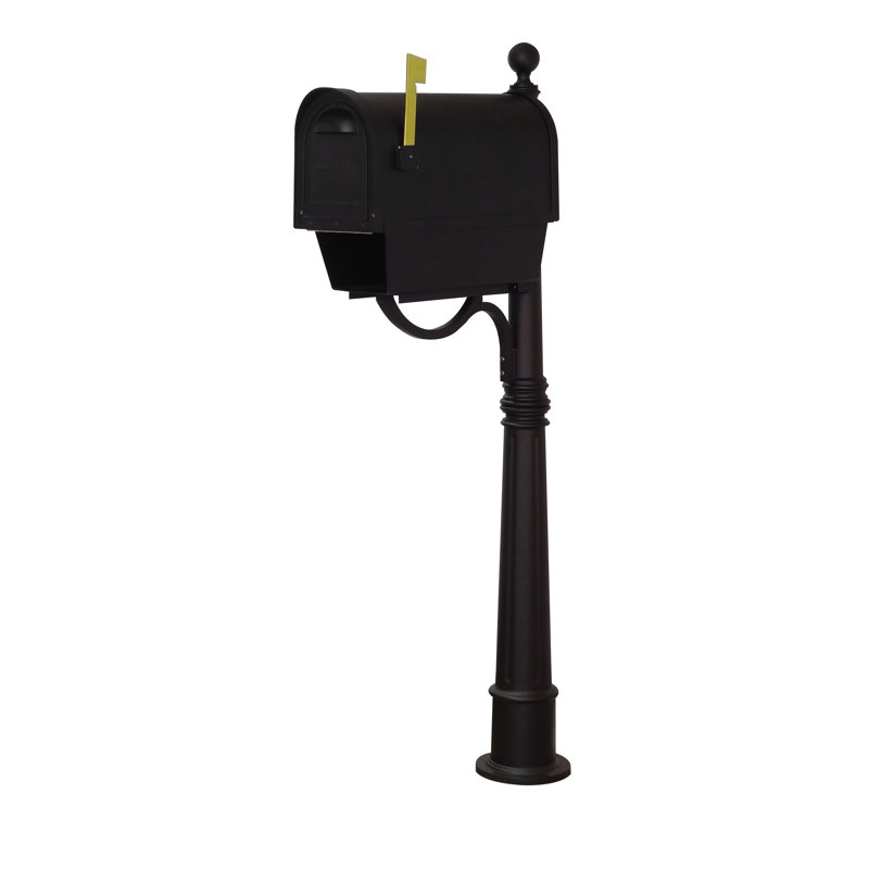 Classic Aluminum Post Mounted Mailbox with Magnetic Closure