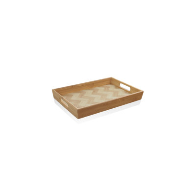 Plateau de service élégant en bambou, 12,9 x 9,1 x 1,6 pouces | 100% bambou naturel, finition noyer | Idéal pour recevoir, déjeuner au lit et décorer la maison | Conception robuste, légère et facile à transporter