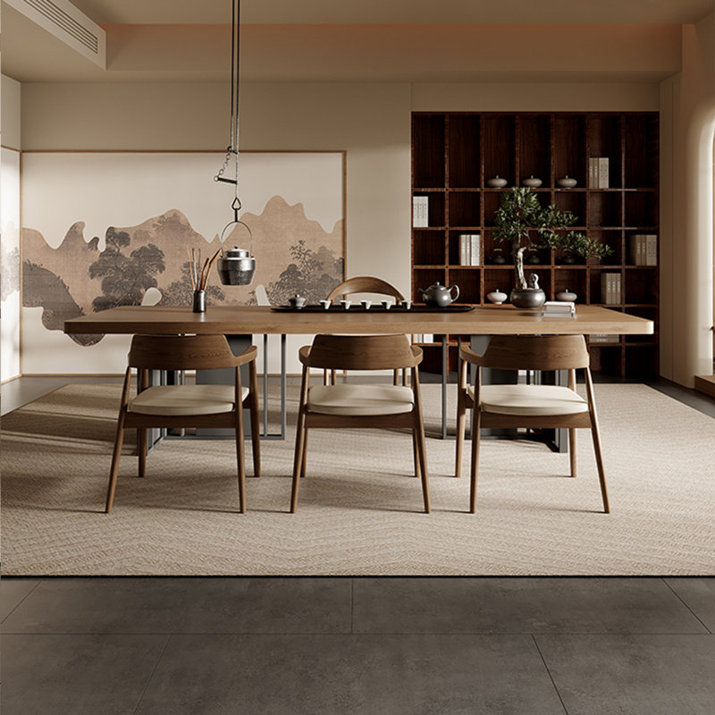 Table de salle à manger rectangulaire en bois massif brun, H 29,53 po x L 70,87 po x l 31,5 po