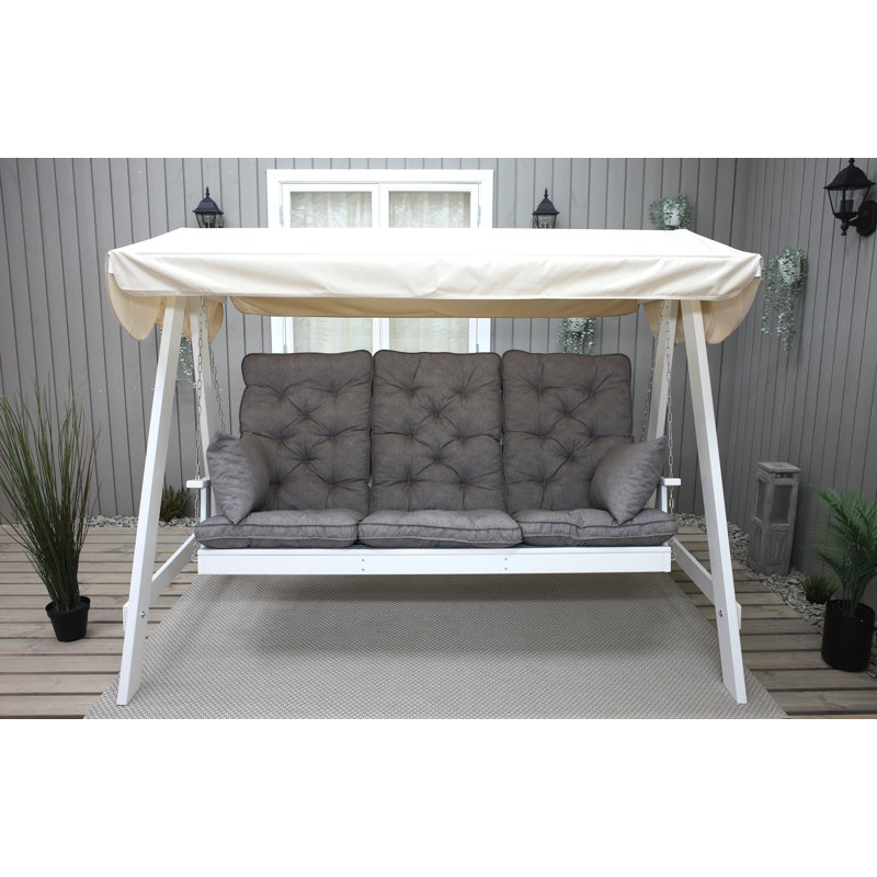 Youngs 3 Person Porch Swing with Canopy, White, White