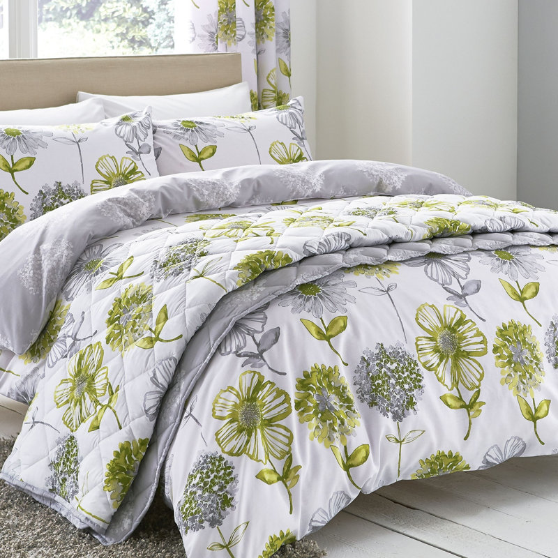 Banbury Floral Easy Care Bedspread, Green
