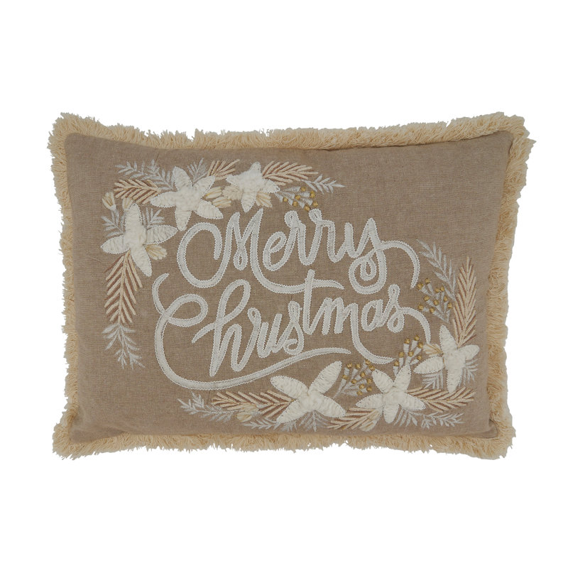 Evangelina Collection Embroidered Cotton Throw Pillow, Polyester/Polyfill