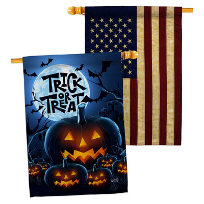 Drapeau de maison 40 po x 28 po Creepy Pumpkins