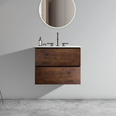 Ensemble de meuble-lavabo mural 24 po avec lavabo en céramique Allain