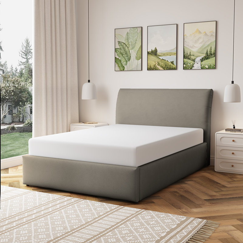 Upholstered Ottoman Storage Bed, Double (4'6), Brown