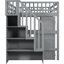 Lit mezzanine double pour et adolescents - Gris. Comprend des escaliers, une bibliothèque, des tiroirs et une armoire de bureau. Fabriqué en bois de pin massif et Pièce de chambre peu encombrante incluse-1271163259-1271163257