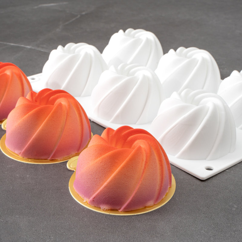 Moule à gâteau 6 compartiments, 1 mini moule cannelé prêt pour le four - flexible, congelable, moule à cuisson en silicone blanc, facile à retirer, pour la cuisson de petits gâteaux ou de beignets