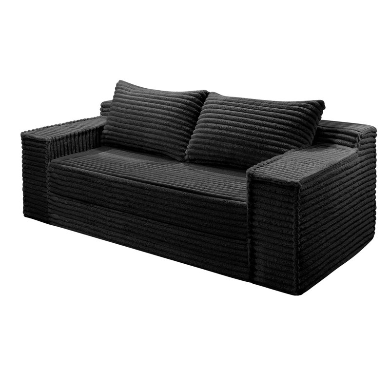 Canapé-lit convertible de 75 po avec 2 coussins, canapé-lit escamotable pliable, canapé-lit en velours côtelé pour salon ou chambre à coucher