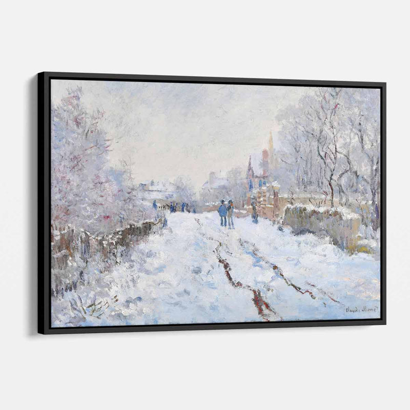 Blue vintage snow Wall Art Canvas 6791, H 12 po x l 16 po, Cadre flottant noir