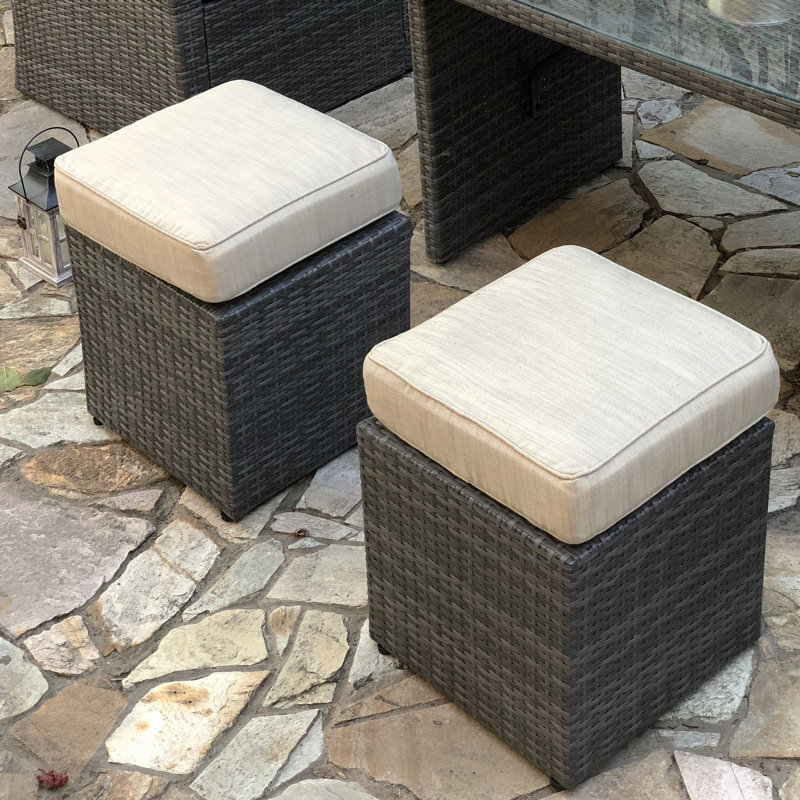 Repose-pieds 2 pièces avec coussins Kirkland, Beige