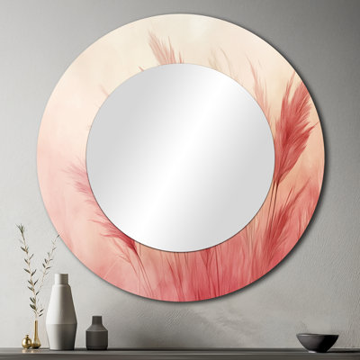 Miroir mural rond en métal Blush Pampas Glow