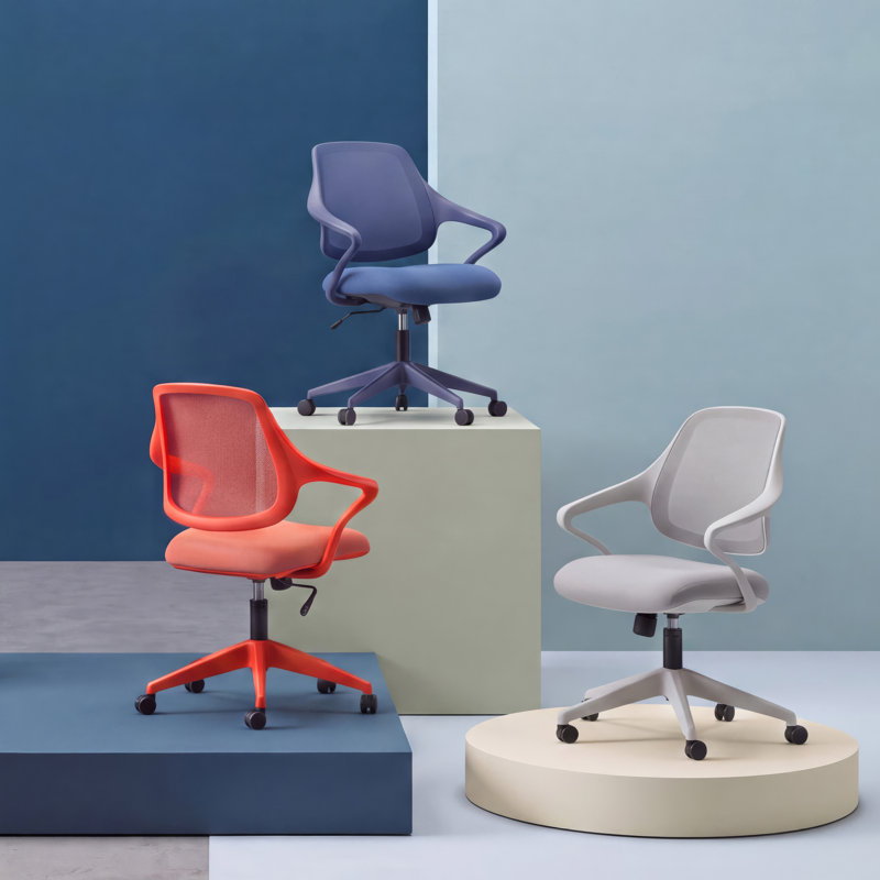 Chaise de bureau bleue Kurva, Gris / Blanc