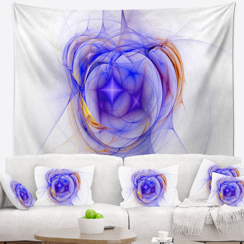 Tapisserie abstraite bleue brillante étoile nébuleuse, H 32 po x l 39 po