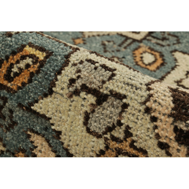 Burano Hand Knotted Wool Geometric Area Rug, Runner 3' x 8'