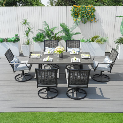 Stannos 6 - Person 72 L Outdoor Dining Set with Swivel Chairs and Cushions