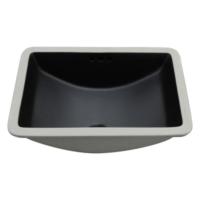 21"X14.75" Black Ceramic Undermount Bathroom Sink With Overflow