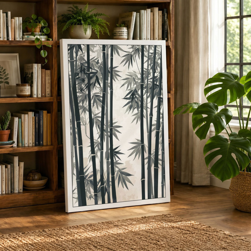 Quiet Bamboo Forest Japandi - Wrapped Canvas, 36x24 - 91.4 x 61.0 cm, White Border