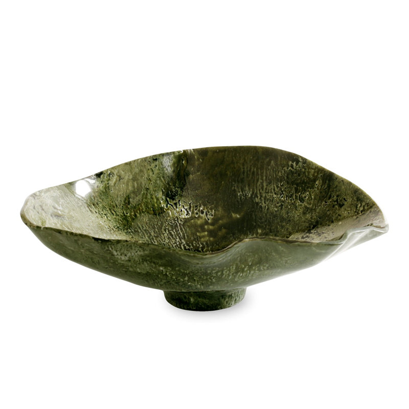 Grand bol ovale en résine malachite