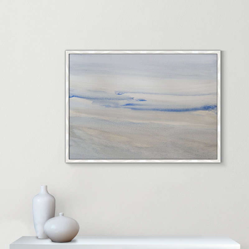 «Silent Direction Print» par S.H. Khân, L 35,5 po x H 25,5 po, Impression encadrée, Grain de bois blanc