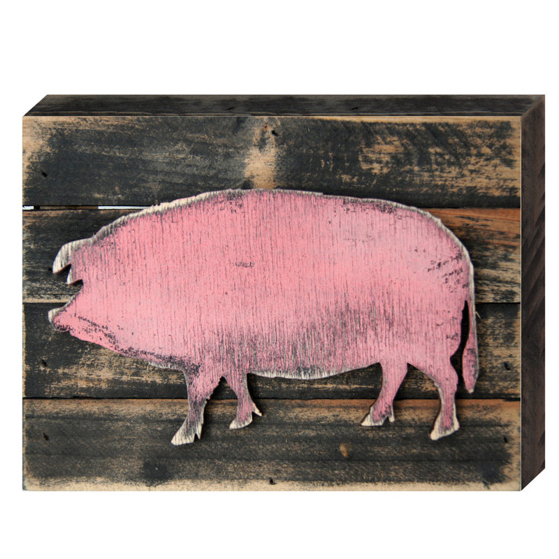 Décoration murale rustique en bois pour le porc style country, H 6 po x l 8 po x P 1,5 po