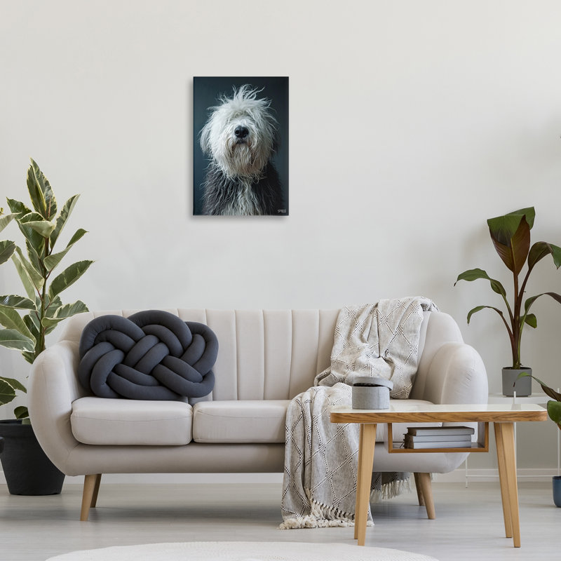 «Shaggy Pup Portrait», art mural sur toile par Roozbeh Bahramali, H 24 po x l 16 po