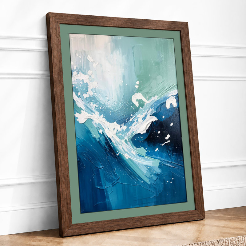 Turbulent Waters Coastal - Framed Print, Walnut, A3 - 42.0 x 29.7 cm