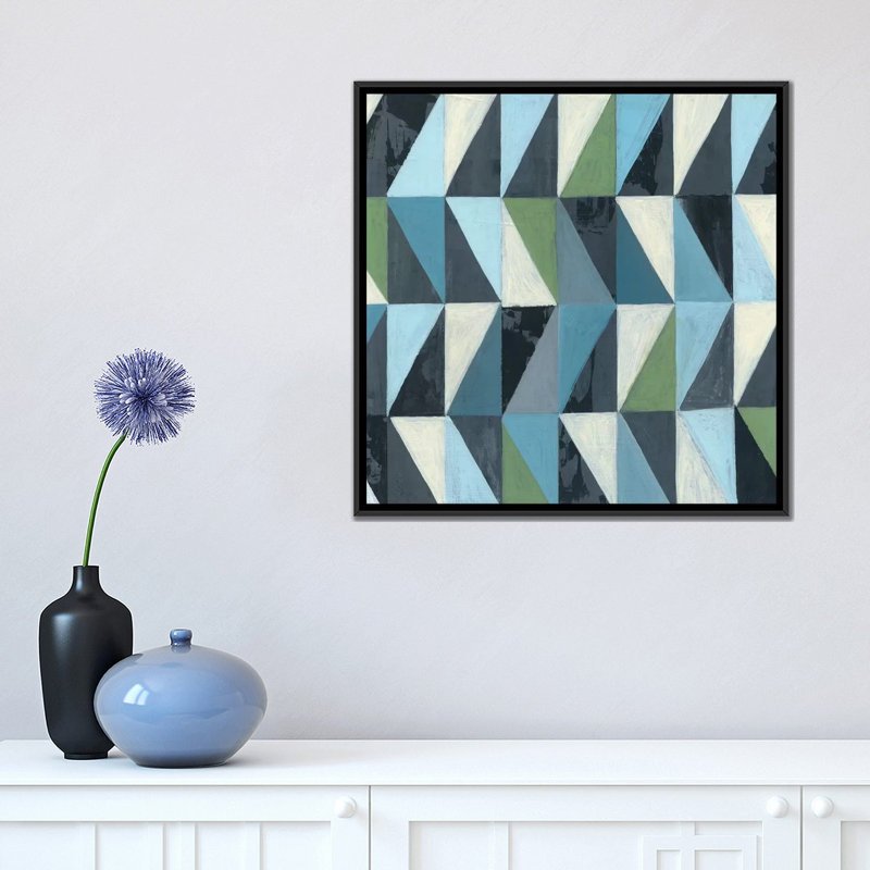 « geometric iii », reproduction sur toile, H 26 po x l 26 po x P 1,5 po, Toile avec cadre noir, Pas de tapis